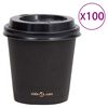 vidaXL Pappbecher mit Deckel 120 ml 100 Stk. Schwarz