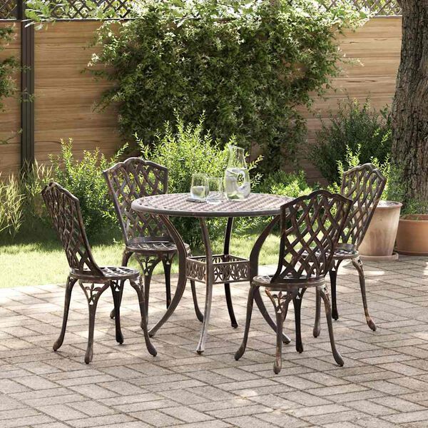 vidaXL Garten Essgruppe 5 pcs Bronze 90 x 90 x 75 cm Gussaluminium