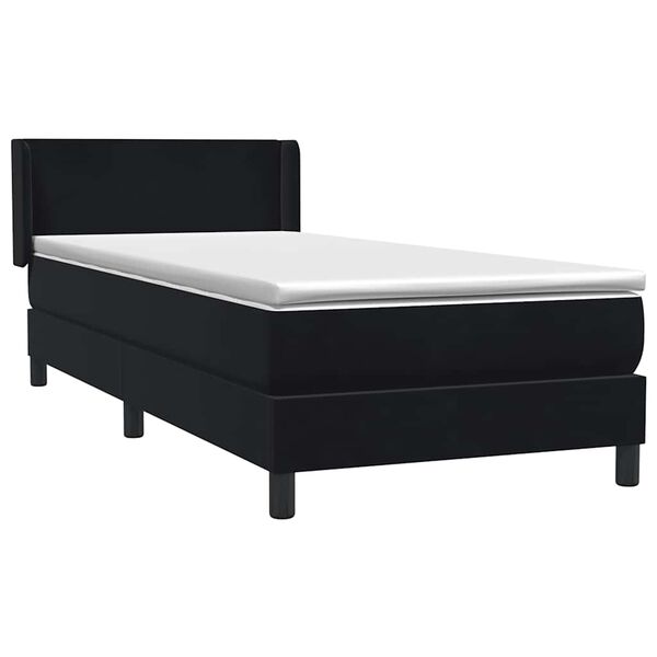 vidaXL Boxspringbett mit Matratze Schwarz 80x220 cm Samt