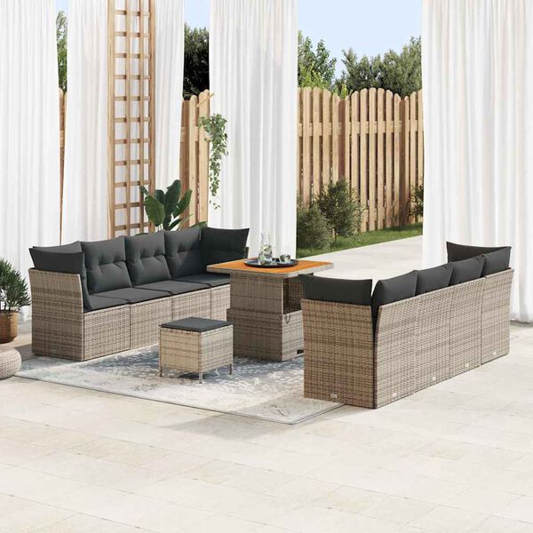 vidaXL Gartensofa-set 11 pcs Grau Poly-Rattan