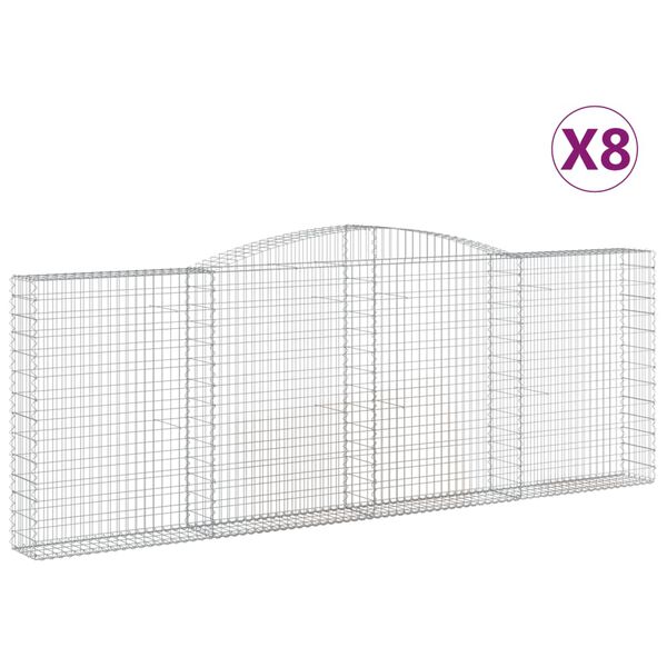 vidaXL Gabionen mit Hochbogen 8 Stk. 400x30x140/160cm Verzinktes Eisen