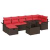 vidaXL Garten-Sofa-Set mit Kissen mit Speicher 8 pcs Braun Poly Rattan