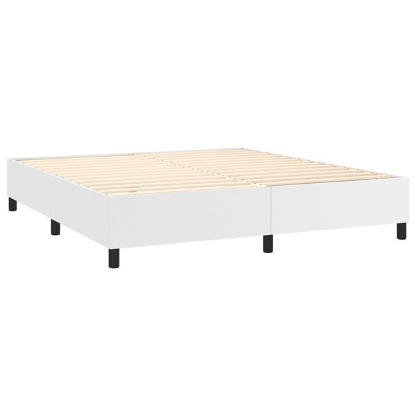 vidaXL Boxspringbett mit Matratze Wei&szlig; 180x200 cm Kunstleder