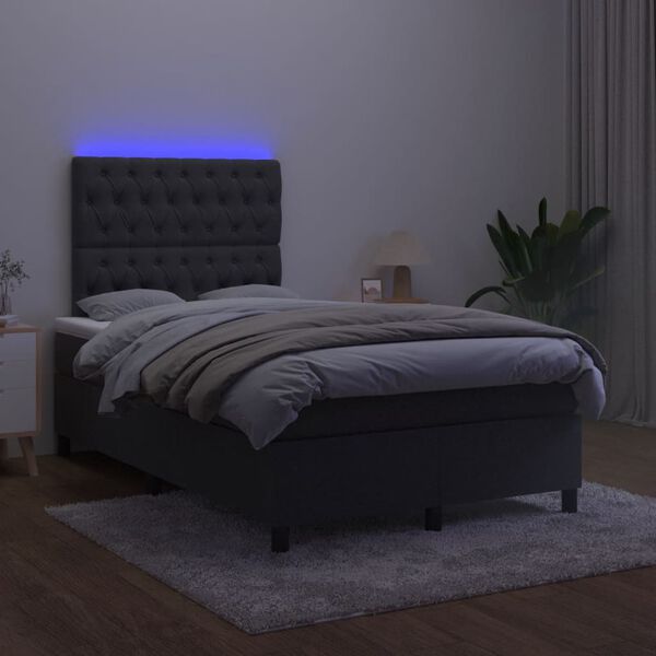 vidaXL Boxspringbett mit Matratze & LED Schwarz 120x190 cm Samt