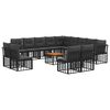 vidaXL Outdoor-Sofagarnitur 14 stk. Schwarz und Dunkelgrau Polyester