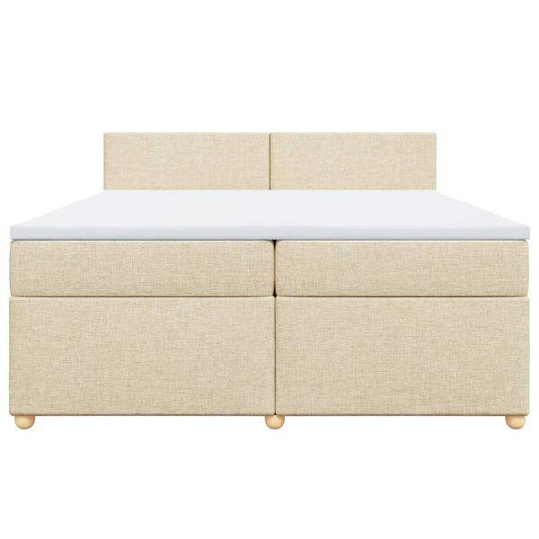 vidaXL Boxspringbett mit Matratze Creme 200x200 cm Stoff