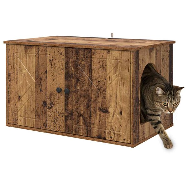 vidaXL Katzenhaus Altholz 85 x 55 x 50 cm Holzwerkstoff