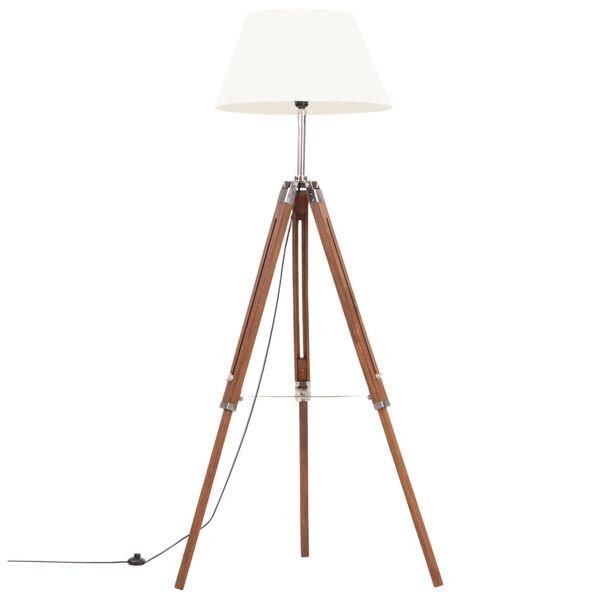 vidaXL Stativlampe Honigbraun und Weiß Teak Massivholz 141 cm