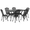 vidaXL Garten Essgruppe 7 pcs Schwarz Aluminium