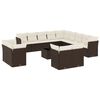 vidaXL 14-tlg. Garten-Sofagarnitur mit Kissen Braun Poly Rattan