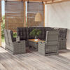vidaXL 4-tlg. Garten-Lounge-Set mit Kissen Grau Poly Rattan