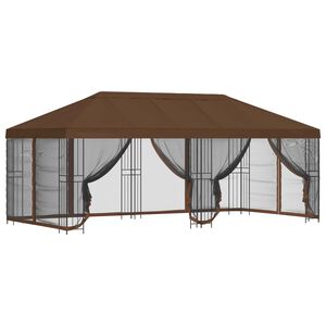 vidaXL Pavillon mit Seitenw&auml;nden 6 x 3 m Braun Polyester und Stahl 190