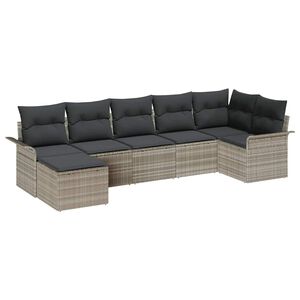 vidaXL Gartensofa-set mit Kissen 7 pcs Hellgrau Poly-Rattan