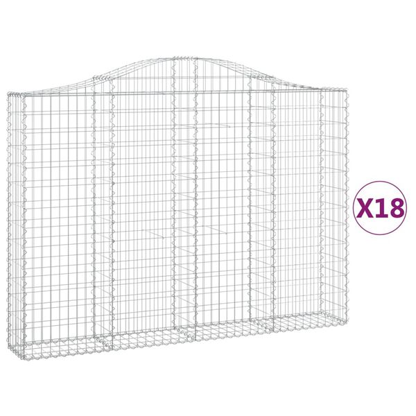 vidaXL Gabionen mit Hochbogen 18Stk. 200x30x140/160cm Verzinktes Eisen
