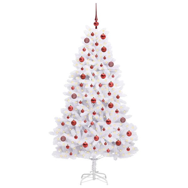 vidaXL K&uuml;nstlicher klappbarer Weihnachtsbaum Wei&szlig; 180 cm PVC und Stahl