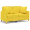 vidaXL 2-Sitzer-Sofa mit Zierkissen Hellgelb 120 cm Stoff