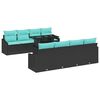 vidaXL Gartensofa-set 7 stk. Schwarz und Blau Poly-Rattan