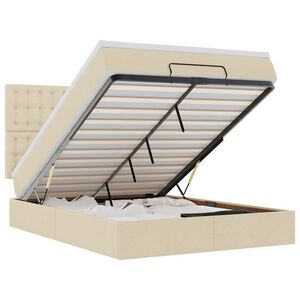 vidaXL Ottoman-Bett mit Matratze & LEDs Creme 140x200 cm Stoff