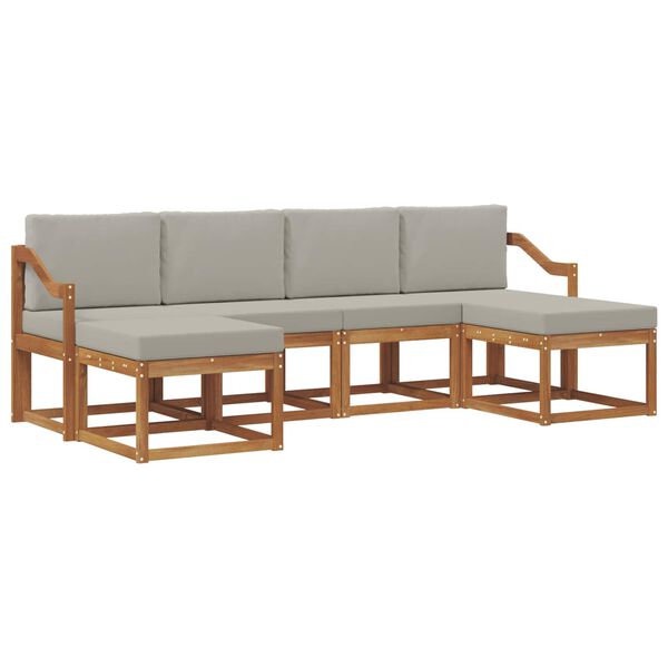 vidaXL Outdoor-Sofagarnitur mit Kissen 6 pcs Nat&uuml;rlich und Hellgrau