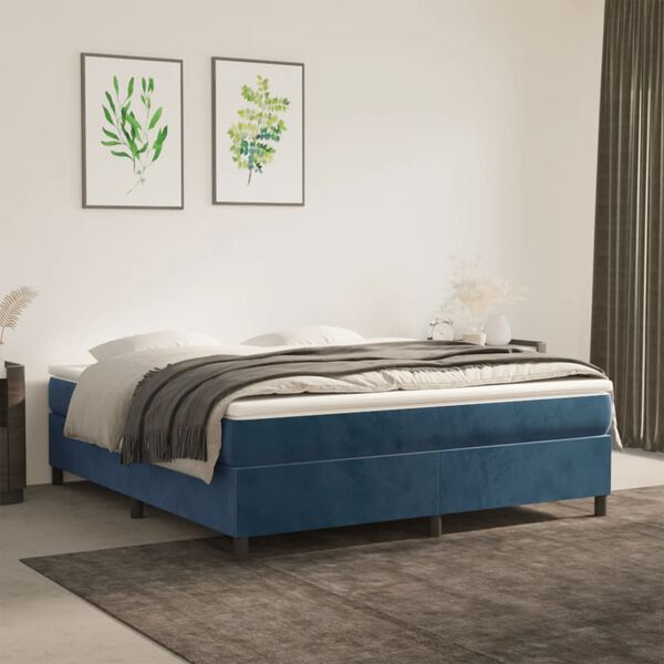 vidaXL Boxspringbettgestell Dunkelblau 180x200 cm Samt