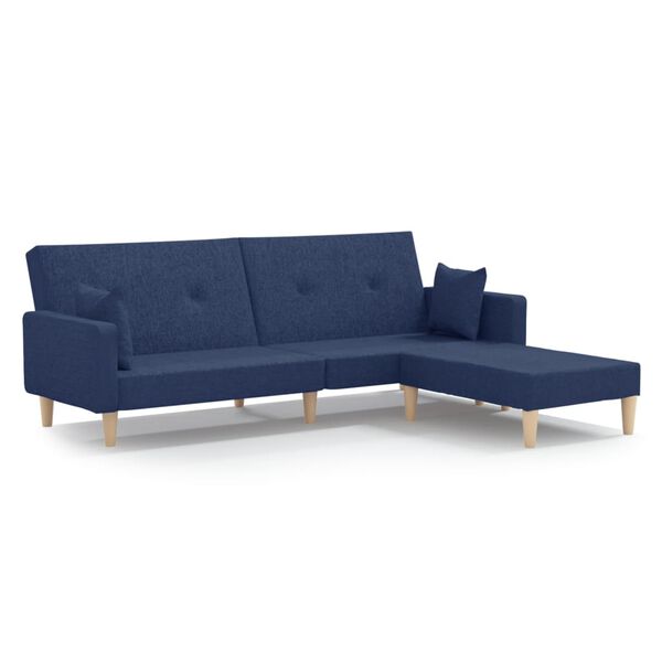 vidaXL Schlafsofa 2-Sitzer mit Fu&szlig;hocker Blau Stoff
