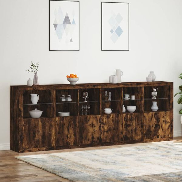 vidaXL Sideboard mit LED-Leuchten R&auml;uchereiche 283x37x100 cm