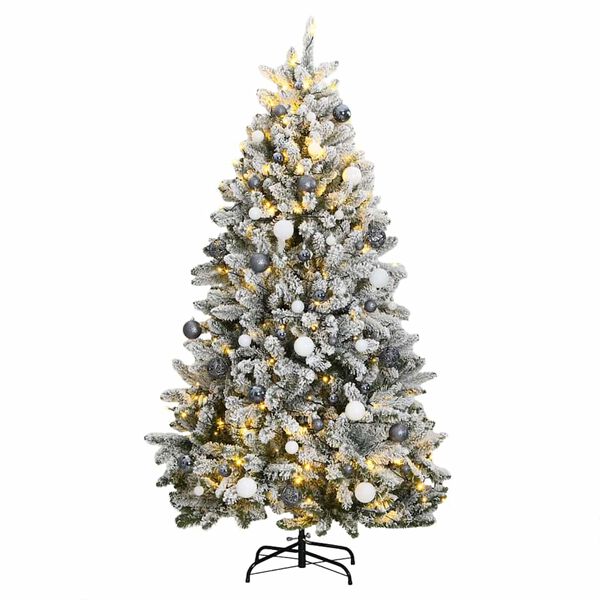 vidaXL K&uuml;nstlicher Weihnachtsbaum Klappbar 300 LEDs & Kugeln 270 cm