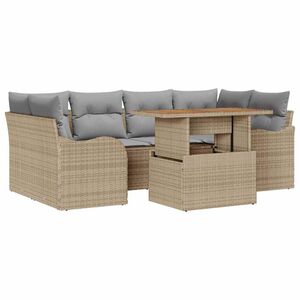 vidaXL Garten-Sofa-Set mit Speicher 7 pcs Beige Poly Rattan