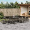 vidaXL 17-tlg. Garten-Essgruppe mit Kissen Grau Poly Rattan