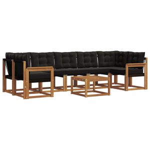 vidaXL Outdoor-Sofagarnitur mit Kissen 8 pcs Nat&uuml;rlich und Schwarz