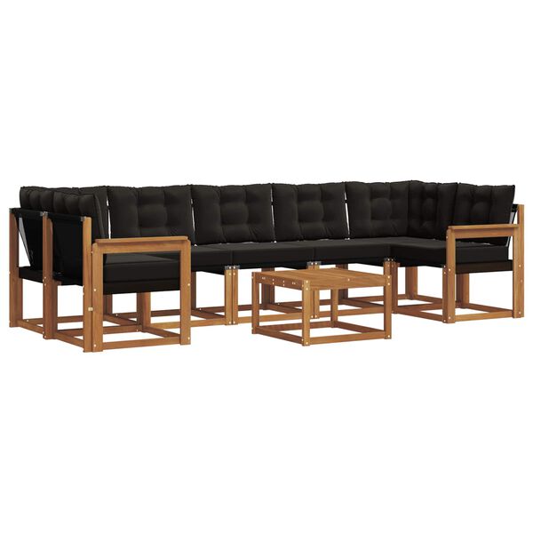 vidaXL Outdoor-Sofagarnitur mit Kissen 8 pcs Nat&uuml;rlich und Schwarz