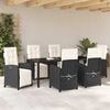 vidaXL Garten Essgruppe mit Kissen 7 pcs Schwarz Poly-Rattan