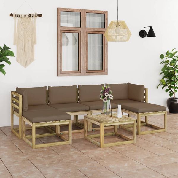 vidaXL 7-tlg. Garten-Lounge-Set mit Kissen Impr&auml;gniertes Kiefernholz