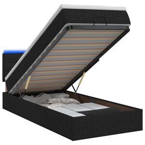 vidaXL Ottoman-Bett mit Matratze und LED Schwarz 90 x 200 cm Stoff