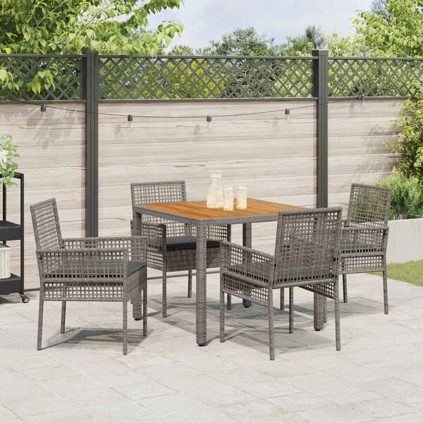 vidaXL Garten Essgruppe 5 pcs Grau Poly-Rattan