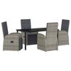 vidaXL Garten Essgruppe mit Kissen 5 pcs Grau Poly-Rattan