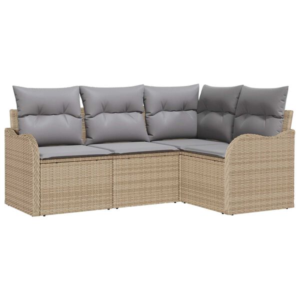 vidaXL Gartensofa-set 4 pcs Beige Poly-Rattan