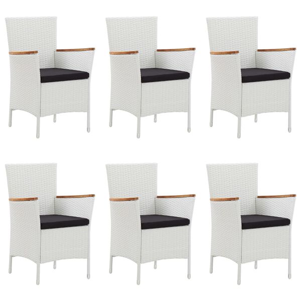 vidaXL 7-tlg. Garten-Essgruppe Poly Rattan Weiß