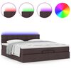vidaXL Ottoman-Bett mit Matratzen & LEDs Dunkelbraun 200x200 cm Stoff