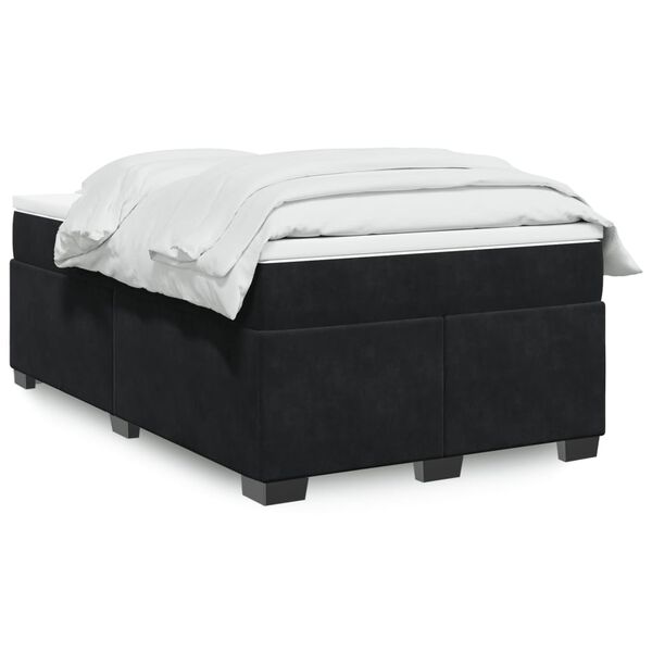 vidaXL Boxspringbett mit Matratze Schwarz 120x190 cm Samt