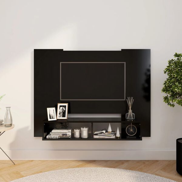 vidaXL TV-Wandschrank Schwarz 120x23,5x90 cm Holzwerkstoff
