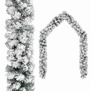 vidaXL Weihnachtsgirlande mit Schnee Gr&uuml;n 5 m PVC