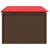 vidaXL Gartenhocker mit Kissen Braun 55x55x37 cm Poly Rattan