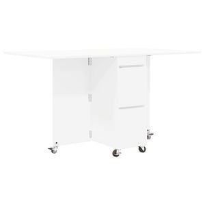 vidaXL Esstisch 140 x 80 x 77 cm Holzwerkstoff Wei&szlig; Rechtwinklig