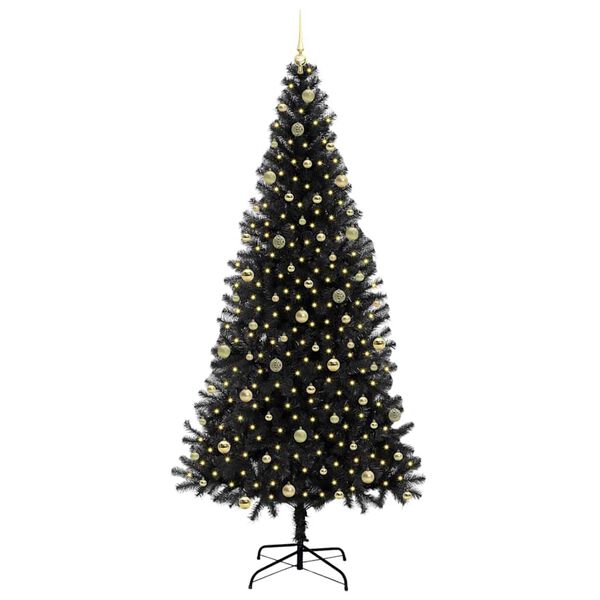 vidaXL Weihnachtsbaum mit 300 LEDs mit St&auml;nder Schwarz 240 cm PVC
