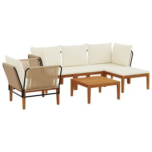 vidaXL 6 stk. Massives Akazienholz & Seil Natur