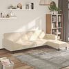 vidaXL Schlafsofa 2-Sitzer mit Hocker Creme Mikrofasergewebe