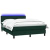 vidaXL Boxspringbett mit Matratze & LED Dunkelgr&uuml;n 160x220 cm Samt