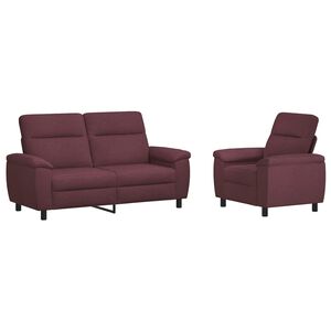 vidaXL Sofa-Set 2 pcs Lila Stoff