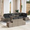 vidaXL Garten-Sofa-Set mit Speicher 9 pcs Grau Poly Rattan